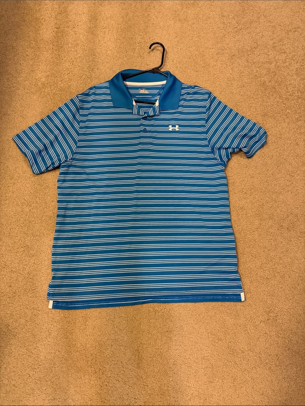 Under Armour Blue and White Striped Polo